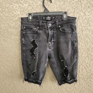 Hollister Skinny Distressed Denim Shorts in Black
